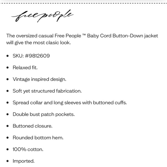 Free People Baby Cord Button-Down Jacket - Picture 11 of 11